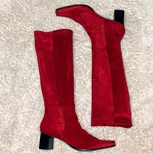 Franco Sarto Deep Red Suede Boots Size 12